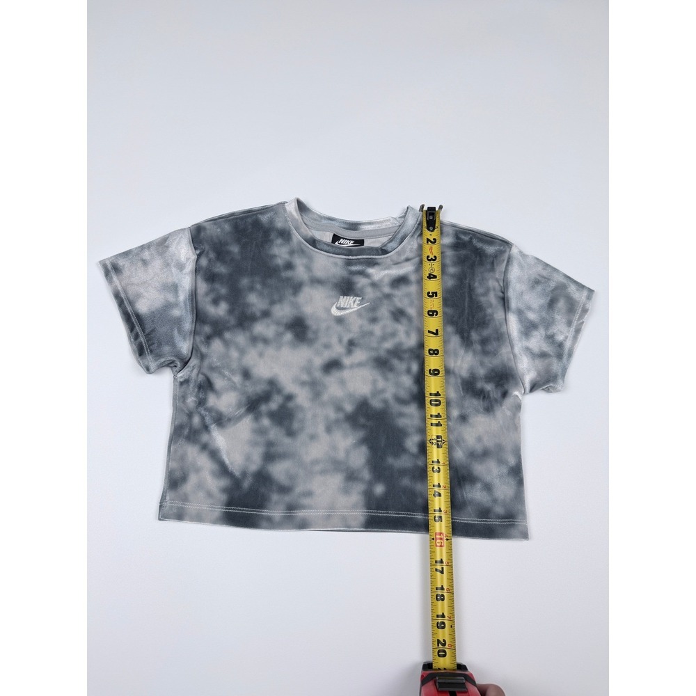 Nike Crop Top Girls 6x Grey Tie Dye Excellent Velour Short Sleeve Shirt - Picture 9 of 12